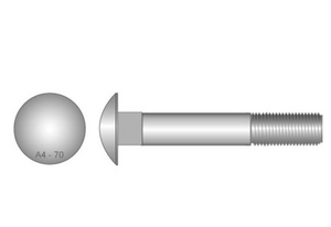 Fortress Coach Bolt & Nut M12 x 220mm ,240mm,260mm,280mm & 300mmT316 Stainless Steel - Pack of 5