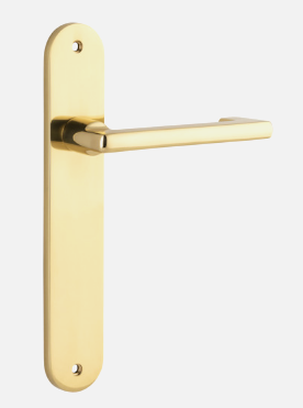 Iver Baltimore Return Door Lever 10352 Oval Back Plate Polished Brass - Passage ,Privacy & Entrance