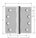 Lohala Hinge Stainless Steel 304 ,2BB 100mm x 100mm x 3mm - 1/4" Radius & 100mm x 75mm x 3mm - 1/4" Radius - Fixed Button Pin Satin Finish