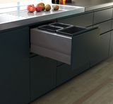 Tanova NZ Designer Soft Close Kitchen Bin -350mm, 400mm,450mm, 600mm Cabinet - 1 x 24L and 2 x 8Litre ,1 x 18L and 2 x 8Litre ,1 x 15L and 2 x 6Litre , 2 x 24L and 2 x 8Litre  ,2 x 18L and 2 x 8Litre & 2 x 15L and 2 x 6Litre – Grey