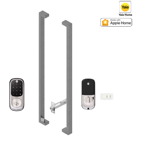 YALE ASSURE KEYED SMART-READY LOCK WITH PULL HANDLE SET SATIN NICKEL & MATT BLACK