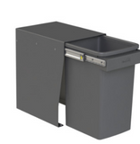 Hideaway Waste Bin ,Compact Floor Mount Range, 1 x 20 Litres Bucket Width 258 x Depth 358 x Height 408mm ,Handle pull - Arctic White & Cinder  ( Available in 4 Sizes : 1 x 15Ltr ,1 x 20Ltr ,2 x 15Ltr ,2 x 20Ltr )