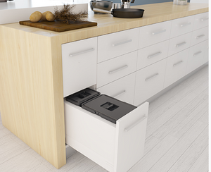 Tanova NZ Kitchen Bin - Drawer Frame & Buckets 300mm Cabinet  Available In 3 Sizes : 1 x 18 Litre and 1 x 8 Litre,2 x 10 Litre ,2 x 12 Litre - White  Charcoal & White