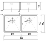 BURNS & FERALL DESIGNER R10 TOPMOUNT/ FLUSH OR UNDERMOUNT STAINLESS STEEL