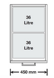 Tanova NZ Designer 2 Pull Out Soft Close Laundry Unit - 350mm ,450mm & 600mm Cabinet - 1 x 36Litre & 2 x 36Litre - White and White Blue