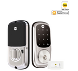 YALE ASSURE KEYED SMART-READY LOCK WITH APEX ROUND LEVER SATIN NICKEL