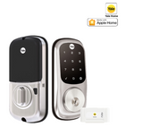 YALE ASSURE KEYED SMART-READY LOCK WITH APEX ROUND LEVER SATIN NICKEL