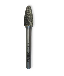 Tusk Heavy Duty Carbide Burrs F Shape 6mm Shank, Double Cut Tree Dia 6mm ,8mm ,10mm & 12mm