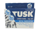 Tusk Heavy Duty Carbide Burrs F Shape 6mm Shank, Double Cut Tree Dia 6mm ,8mm ,10mm & 12mm