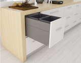 Tanova NZ Designer 2 Pull Out Soft Close Kitchen Bin - 300mm ,350mm ,400mm & 450mm Cabinet - 1 x 20Litre ,2 x 10Litre ,2 x 12Litre & 2 x 15Litre - White and Grey Charcoal