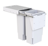 Hideaway Waste Bin,Compact Range, 2 x 35Litres Width 368 x Height 615 x Depth 518mm - Bucket Handle Pull & Door Pull, - Arctic White & Cinder, Available in 8 sizes : 1 x 15ltr,1x20ltr ,1 x 40ltr ,1 x 50ltr ,2 x 15ltr ,2 x 20ltr ,2 x 35ltr ,2 x 40ltr )