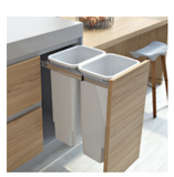 Hideaway Waste Bin,Compact Range, 2 x 35Litres Width 368 x Height 615 x Depth 518mm - Bucket Handle Pull & Door Pull, - Arctic White & Cinder, Available in 8 sizes : 1 x 15ltr,1x20ltr ,1 x 40ltr ,1 x 50ltr ,2 x 15ltr ,2 x 20ltr ,2 x 35ltr ,2 x 40ltr )