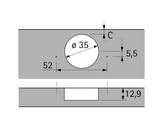 Hettich Germany Sensys 110° Hinge with Integrated Silent System Overlay ,Half overlay & Inset TH-Drilling Pattern 52 x 5.5 mm, for Screwing On Finish Nickle plated