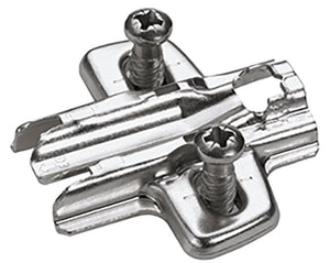 Hettich Germany Cross mounting plate with oblong hole height adjustment, nickel plated, Hole line 37 x 32 mm, with euro screws (for drilling ø 5 x 12 mm), distance 0.0 mm
