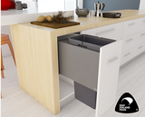 Tanova NZ Designer 2 Pull Out Soft Close Kitchen Bin - 350mm Cabinet - 1 x 36Litre & 1 x 20Litre - White and Grey Charcoal