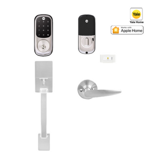 YALE ASSURE KEYED SMART-READY LOCK WITH ALEXANDER & MAYFAIR GRIPSET SATIN NICKEL & MATT BLACK