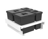 Tanova NZ Kitchen Bin - Drawer Frame & Buckets 600mm Cabinet - 2 x 15 and 2 x 6 Litre &  2 x 18 and 2 x 8 Litre  White Charcoal