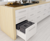 Tanova NZ Kitchen Bin - Drawer Frame & Buckets 600mm Cabinet - 2 x 15 and 2 x 6 Litre &  2 x 18 and 2 x 8 Litre  White Charcoal