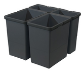 Tanova NZ Kitchen Bin - Drawer Frame & Buckets 600mm Cabinet - 2 x 15 and 2 x 6 Litre &  2 x 18 and 2 x 8 Litre  White Charcoal