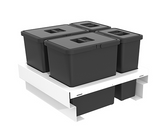 Tanova NZ Kitchen Bin - Drawer Frame & Buckets 600mm Cabinet - 2 x 15 and 2 x 6 Litre &  2 x 18 and 2 x 8 Litre  White Charcoal