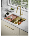 Archant Heritage Gusto Single Bowl 600 Sink Station, Whisper, Stainless Steel ,Brass  & Gunmetal