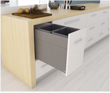 Tanova NZ Designer 2 Pull Out Soft Close Kitchen Bin Push To Open -350mm,400mm & 450mm Cabinet - 2 x 18Litre ,2 x 20Litre & 2 x 24Litre - White and Grey Charcoal