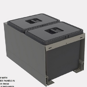 Tanova NZ Bin - Drawer Frame Buckets to Suit Legrabox - 350mm Cabinet – 2 x 15 Litre ,2 x 18 Litre ,2 x 24 Litre - Umbra Grey Charcoal & White