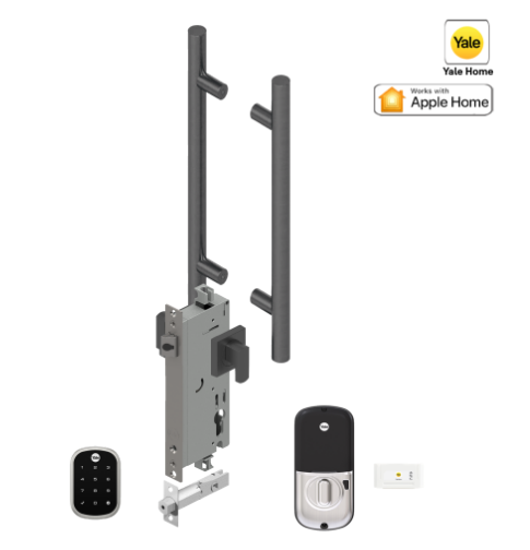 YALE ASSURE SL (Keyless) SMART-READY LOCK WITH APEX - L142 x 300 ENTRANCE SET SATIN NICKEL & MATT BLACK