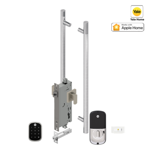 YALE ASSURE SL (Keyless) SMART-READY LOCK WITH APEX L142 x 600 ENTRANCE SET SATIN NICKEL & MATT BLACK