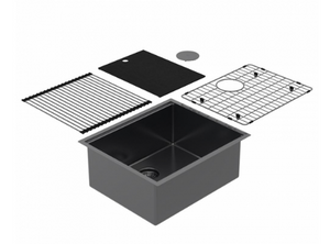 BURNS & FERALL PREP-CENTRE 500x400x215mm BLACK SINGLE BOWL INCL ROLLERMAT & FIBRE-ROCK