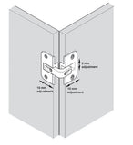 Hinge, for folding door for corner cabinets, 4–18 mm gap Opening angle 150°, For screw fixing