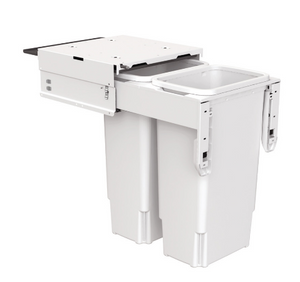 Hideaway Waste Bin ,Hideaway Concelo Range, 2 x 35Ltr Bucket, Door Pull Width 418mm x Height 640mm  x Depth 525mm - Cinder ,Arctic White -( Available in 6 Sizes : 1 x 35Ltr ,2 X 13Ltr ,2 x 15Ltr ,2 x 16Ltr ,2 x 20Ltr ,2 x 35Litres )