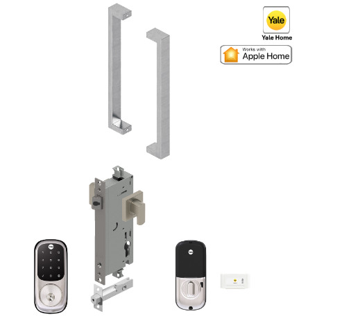 YALE ASSURE KEYED SMART-READY LOCK WITH APEX 143 x 300 ENTRANCE SET MATT BLACK & SATIN NICKEL