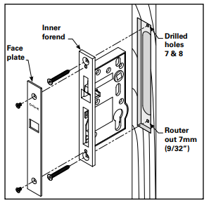 Cavity Slider For Doors Cavilock CL100 Mortice Key One Side Reversible Cylinder Edge Pull  Polished Brass & Satin Chrome