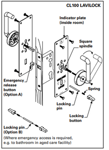 Cavity Slider For Doors Cavilock CL100 Mortice Key/Turn Reversible Cylinder Polished Brass & Satin Chrome