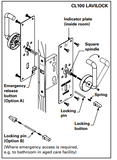 Cavity Slider For Doors Cavilock CL100 Mortice Turn/Emergency Reversible Cylinder Polished Brass & Satin Chrome