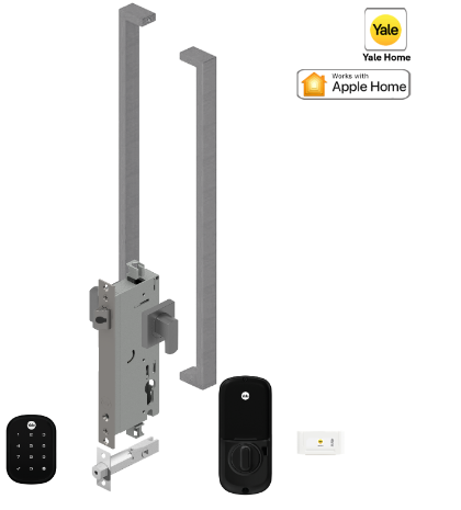 YALE ASSURE SL (Keyless) SMART-READY LOCK WITH APEX 143 x 600 ENTRANCE SET MATT BLACK ,OIL RUBBED BRONZE & SATIN NICKEL