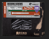 Ecko Decking Screws Trim Head T-REX17-316Stainless Steel 10G -60,65,75 mm Pack of 50