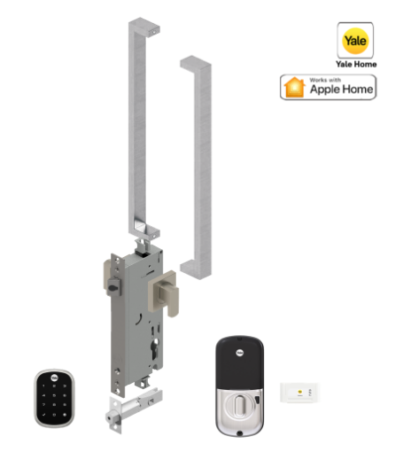 YALE ASSURE SL (Keyless) SMART-READY LOCK WITH APEX 143 x 450 ENTRANCE SET SATIN NICKEL & MATT BLACK