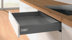 Hettich Germany Atira Drawer set Height 70mm Anthracite / Dark Grey Length Available in 260mm, 300mm, 350mm, 420mm, 470mm and 520mm with 30kg Quadro Runner