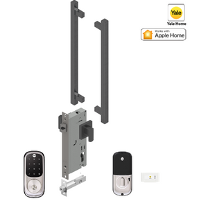 YALE ASSURE KEYED SMART-READY LOCK WITH APEX 145X375 ENTRANCE SET SATIN NICKEL & MATT BLACK