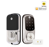 YALE ASSURE KEYED SMART-READY LOCK WITH APEX 145X375 ENTRANCE SET SATIN NICKEL & MATT BLACK