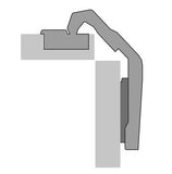 Hettich Germany Intermat hinge for corner cabinet folding doors without self closing feature (Intermat 9930), overlay, Opening angle 50° / 65°, TH-drilling pattern 52 x 5.5 mm, with expanding sockets (ø 10 x 11)