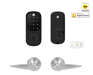 YALE ASSURE KEYED SMART-READY LOCK WITH HAWTHRON LEVER MATT BLACK & SATIN NICKEL