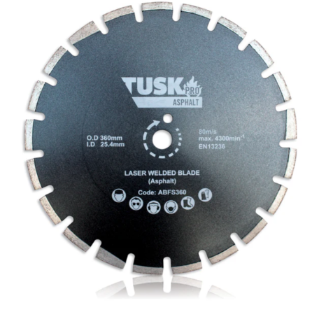 Tusk Heavy Duty Asphalt Floor Saw Blades - 360mm x 3.2/2.4 x 10 x 25.4PH,360mm x 5/3.5 x 10 x 25.4PH & 460mm x 3.6/2.8 x 10 x 25.4PH