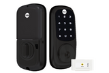 YALE ASSURE KEYED SMART-READY LOCK WITH APEX 147X450 ENTRANCE SET MATT BLACK & SATIN NICKEL