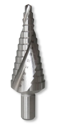 Tusk Heavy Duty HSS Step Drill Bits 4-12mm,4-20mm & 6-30mm,9 & 13 steps Spiral Flute QC Hex Tin Coated and Straight Shank