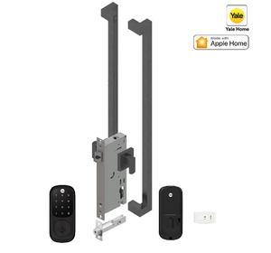 YALE ASSURE KEYED SMART-READY LOCK WITH APEX 146X600 ENTRANCE SET MATT BLACK & SATIN NICKEL