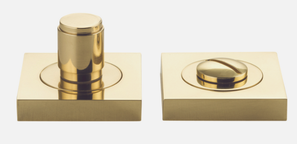 Iver Berlin Privacy Turn Concealed Fix Square Polished Brass & Satin Nickel