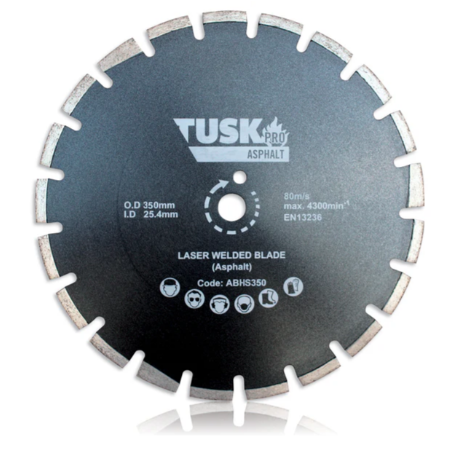 Tusk Heavy Duty Asphalt Hand Saw Blades 350mm x 3.2/2.4 x 10 x 25.4PH & 410mm x 3.4/2.6 x 10 x 25.4PH